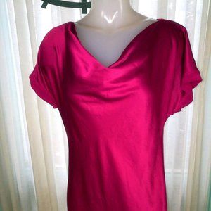 New York & Co Pink Silky Front Mini Shirt Dress / Tunic